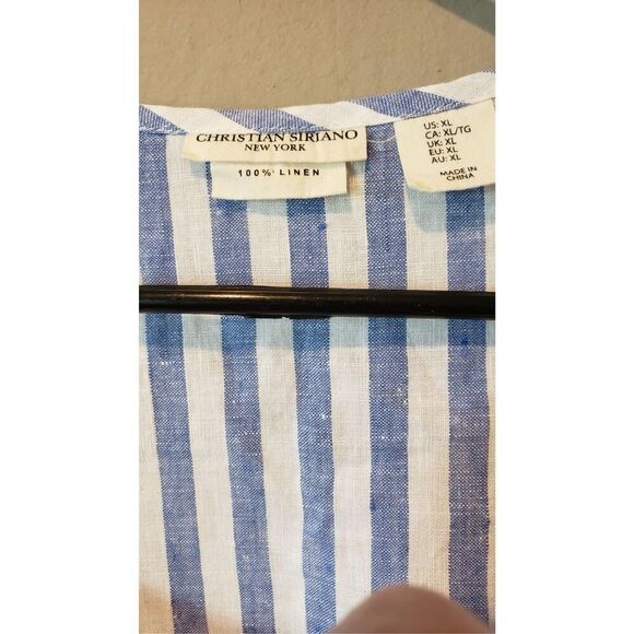 Christian Siriano 100% Linen Striped Top XL - Picture 5 of 6
